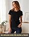 Basic Treasure 3er Pack Tshirt Damen Schwarz, Kurzärmliges Shirt, 100% Baumwolle T Shirt (Schwarz, M)