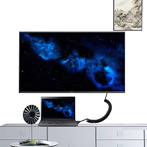 Image of Right AngleHDMI Coiled Cable,90A‚ Down Angle HDMI Male to HDMI Male Spring Spiral Cable Support 3D 1080P YOUCHENG for Camera, Monitor