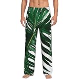 6 tamaños: estos pantalones de noche para hombre con estampado de hojas de palma verdes están disponibles en 6 tallas S, M, L, XL, XXL, 3XL. Nuestros pijamas para hombre son adecuados para todo tipo de cuerpo y vienen con cordón ajustable y cintura elástica.