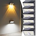 JSOT Solar Fence Lights Outdoor, 4 Modes Solar Lights Outdoor Waterproof IP65, 6Pack Motion Sensor Bright Wall Security Lighting for Outside Yard Front Door Fence - Cool White