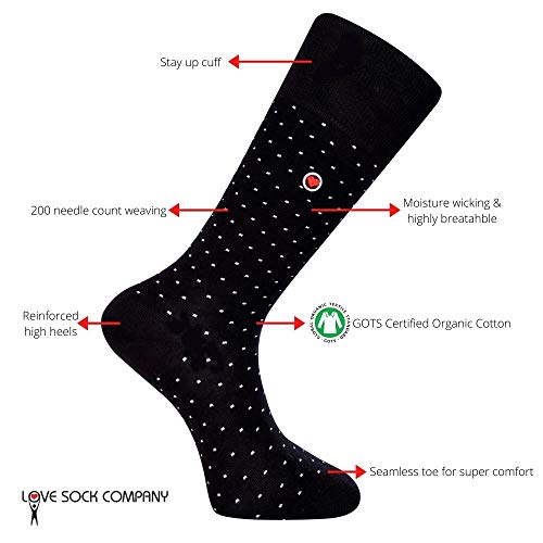 Luxury Organic Cotton Fun Geometric Argyle Dress Socks for Men One Size 7-12.5 - 1 Pair - Mirrors Black3