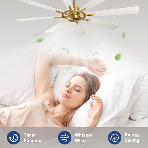 Image of Depuley Ceiling Fan Without Light: Big Indoor Outdoor Fan with Remote APP Control - Large Ceiling Fan no Light 8 Blade Reversible Quiet DC Motor Memory Function Timer 72 Inch White