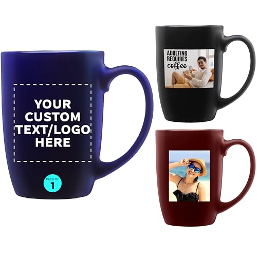 Taza de cerámica azul personalizada 16 oz