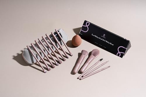 Image of BS-MALL 14 Pcs Makeup Brushes Set with 1 Pcs Makeup Sponge - Essential Foundation Powder Concealers, Eye Shadows, Blush Makeup Brushes with Travel Makeup Case (Brown)