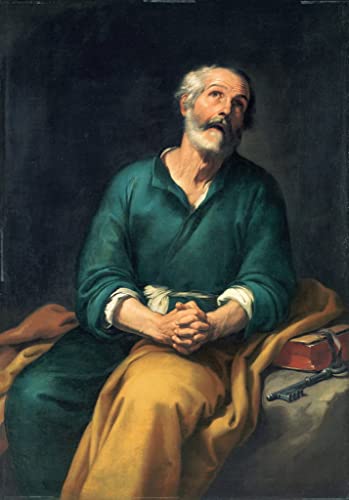 Lienzo de San Pedro en Lágrimas de Murillo          : impresión artística de alta calidad en 60x90cm