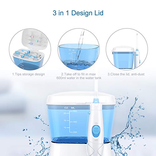 Turewell FC165 Water Flossing Oral Irrigator, 600Ml Dental Cleaner 10 Adjustable Pressure thumb #4