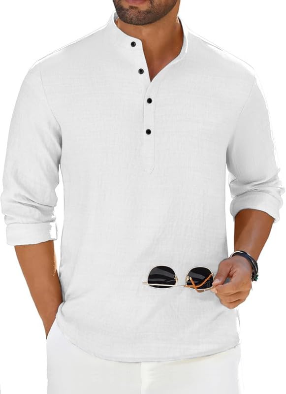 Men's Luster Cotton Solid Casual Short Kurta for Men | Long Sleeve Mandarin Collar Stylish Kurta for Men