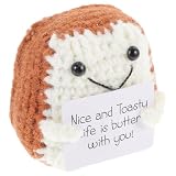MOLUCKFU Toast Szenenpuppe, Cartoon Mini Toastbeutel Anhänger, Wollgarn Toast, Toast Puppe, Toast Szenendekoration, Festival Dekoration, Bezaubernder Gestrickter Toast, Strickende Toast