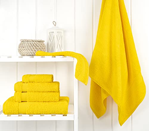 Cotton Paradise 6 Piece Towel Set, 100% Turkish Cotton Soft Absorbent Towels For Bathroom, 2 Bath Towels 2 Hand Towels 2 Washcloths, Yellow Towel Set #TOP1