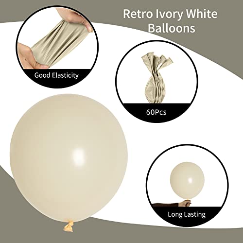 Image of Ivory White Latex Balloons - 12inch, 62pcs Matte Nude Cream Balloons for Party Decorations or Baby Shower