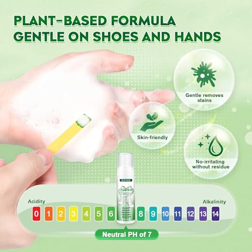SEVENWELL Foam Shoe Cleaner Kit, 6.76 Oz White Shoe Cleaning with Brush and Towel, Sneaker Cleaning Kit Removes Dirt and Stain for White Shoes, Suede, Leather, Canvas, Knit, Boots, Fabric, PU