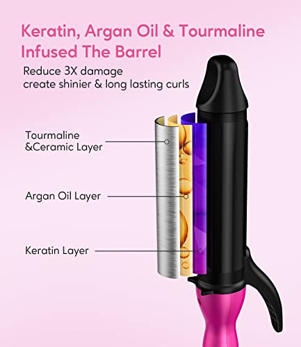 FARERY 1.5 Inch Curling Iron for Big Curls, Tourmaline Ceramic Curling Iron 1 1/2 Inch with Keratin&Argan Oil Infused, 6 Adjustable Temp Large Barrel Curling Irons with Auto Shut-Off, Dual Voltage - Thumbnail 3