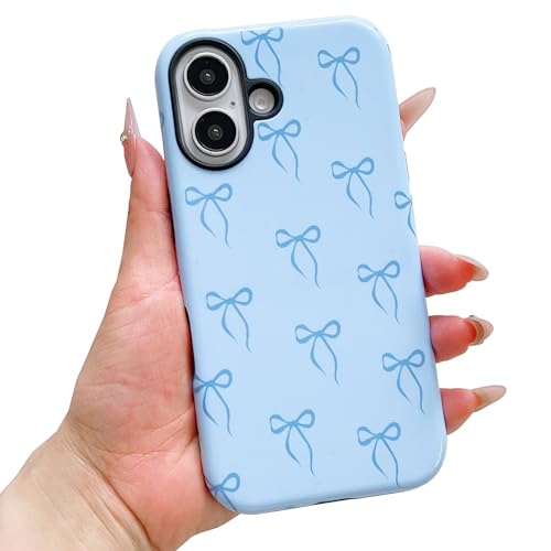 Coque iPhone 17 ECZOIL rigide antichoc avec motif nœud papillon bleu
