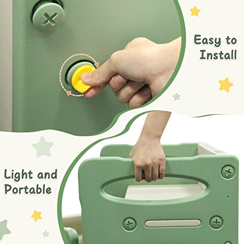 Banasuper Kid's Table And 2 Chairs Set Plastic Activity Table For Toddlers Children Desk Ideal For Arts & Crafts Snack Time Homeschooling Homework Gift For Boy & Girl(Green With 2 Chairs Set) #TOP4