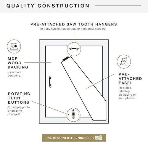 MCS Studio Gallery 8x10 Picture Frame Black Woodgrain, Vertical & Horizontal Wall Hanging & Easel for Tapletop Display, Rectangle Photo Frame for Photos, Posters & Art Prints (1-Pack)