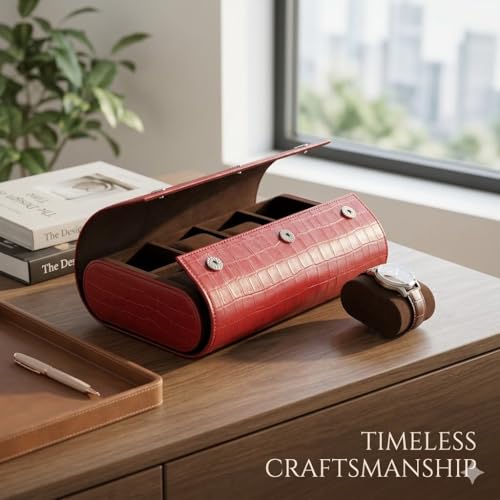 Image of essart 8-Slot Watch Roll Case - Luxury PU Leather Travel Organizer for Watches - Watch roll for Men, Women & Watch Collectors - Compact & Durable
