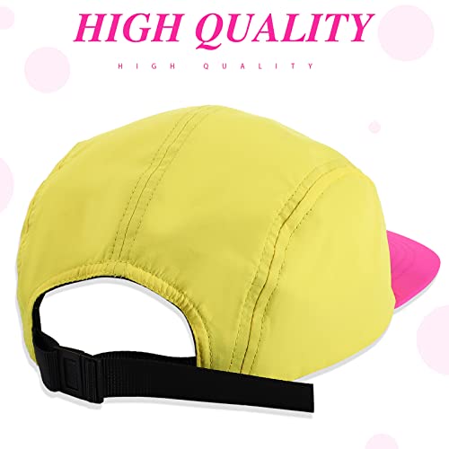 Cindeer 80S 90S Neon Hat Nylon Cap Retro Adjustable Cap For Women Men 80S Costumes Accessories 90S Theme Party (Neon Pink Brim) #TOP5