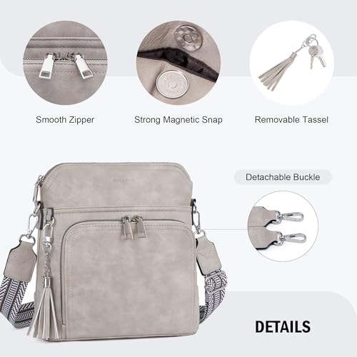 Roulens Crossbody Purse for Women Vegan Leather Medium Crossbody Wallet Bag for Travel Women Shoulder Handbags with Tassel — view 6
