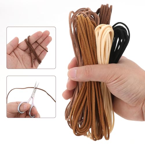 ZEYIYER 5 Stück Lederband Lederhalsbandkordel, 5 m Lederseil Halsbandseil Wildlederkordel Lederband für DIY Bastelarbeiten Schmuckherstellung