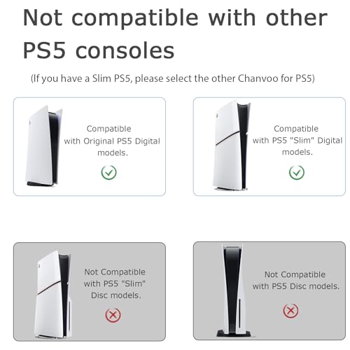 Chanvoo Suporte fino para PS5/PS5 embaixo da mesa, suporte de alumínio para PS5/PS5 Slim Digital Edi