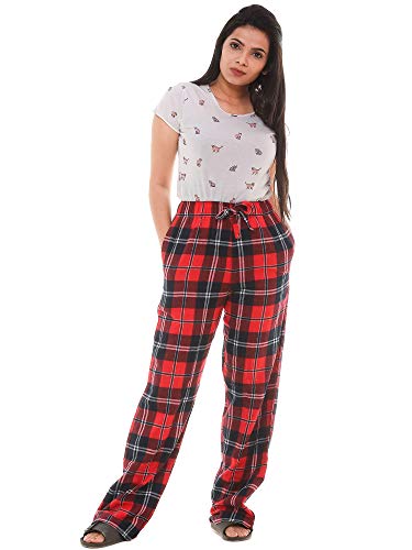 Image of Womens Multicolor Cotton Checkered Pyjama | Checks Pajama for women with Elastic & Drawstring Plus Size (S TO 8XL)