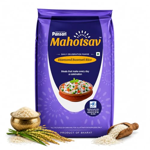 Image of Mahotsav Diamond Basmati Rice by Pansari 30 Kg- Whole Grain, Gluten-Free, Nutty Flavor - Perfect for Biryani, Pulao, Khichdi & Daily Meals