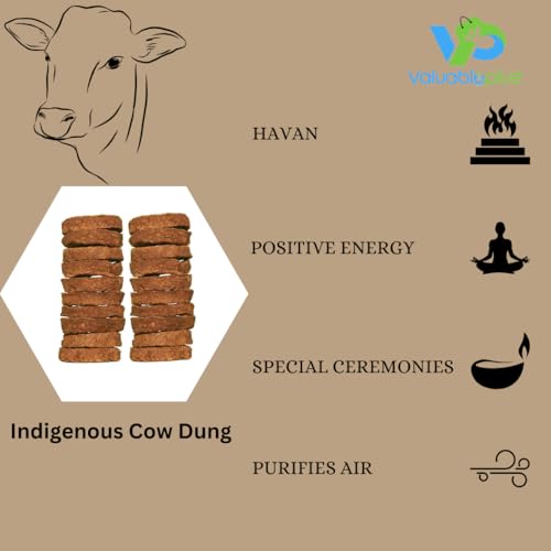 Image of Cow Dung Cakes, 21 Pcs, 10CM Round, 100% Organic, for Havan and Pooja