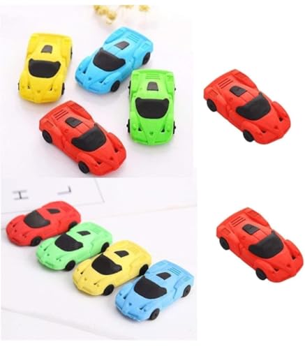 Image of Combo (2 Car Eraser + 2 Cricket Eraser) Kit Design Non-Toxic Rubber Pencil Eraser Set for Kids Stationery, School Supply, Birthday Return Gift(YBG3), Multi-Color