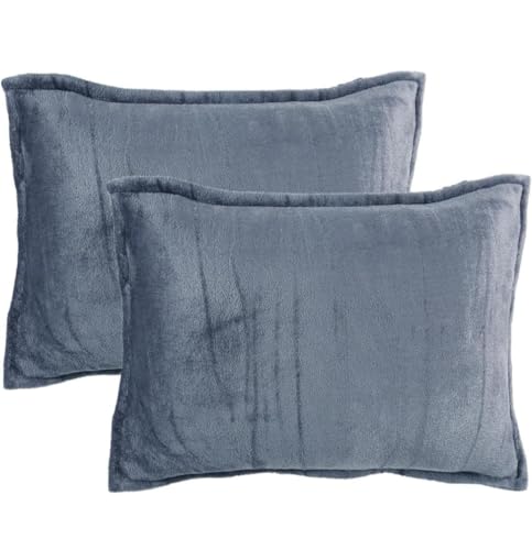 Image of Sands Premium Ultra Soft Woollen Pillow Cover Set of 2 for Winter with Zipper Closure, Cozy Pillow Case Perfect for Warmth, Flannel Warm Pillowcases, King size-18X28 Inches (Grey)