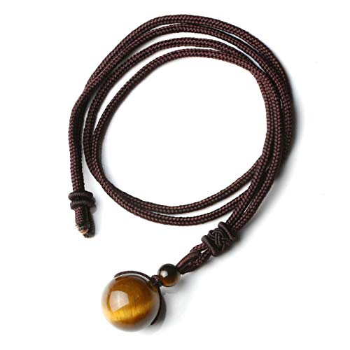 Jovivi Healing Crystals Necklace Natural Tiger Eye Amethyst Lucky Blessing Protection Chakra Beads Stone Pendant for Women Men Adjustable2