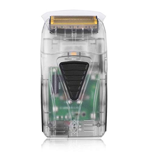 Electric Beard Trimmer, BESTBOMG 2 in 1 Pro Lithium Titanium Foil Beard Razor, Bald Head Shaver with Rechargeable USB Cable (Transparent)