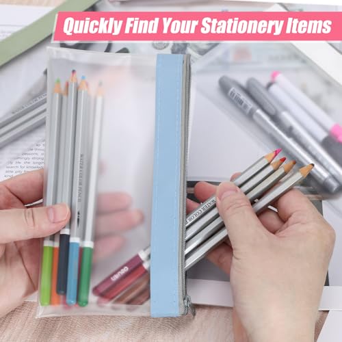 Image of 4 Pack Clear Pencil Pouch, Cute Pencil Case, Pencil Bag With Zipper | Teen Portable Pencil Pouch for School & Stationery Supplies
