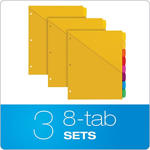 Oxford Write & Erase Plastic Binder Dividers, 8 Tab, Slash Pocket, Write On Tabs, Erase Ballpoint Pen, Marker, Pencil, Asstd. Colors, 3 Sets (89993) - image 5