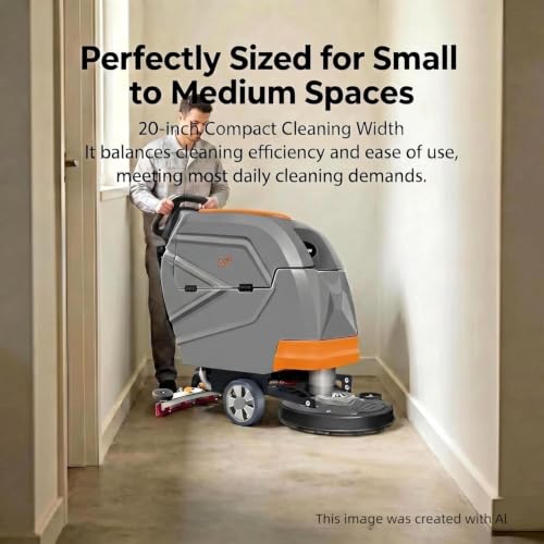 Image of N3 20 inch Walk-Behind Floor Scrubber, 31 inch Squeegee,190 RPM | sturdy metal frame & Solid ABS; full kit with 2 brushes 2 rubber lips with 1 18 inch red pad Perfect for retail; epoxy floors
