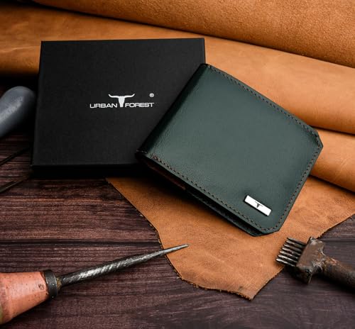 Image of URBAN FOREST Tyson Green /Rust Leather Wallet for Men
