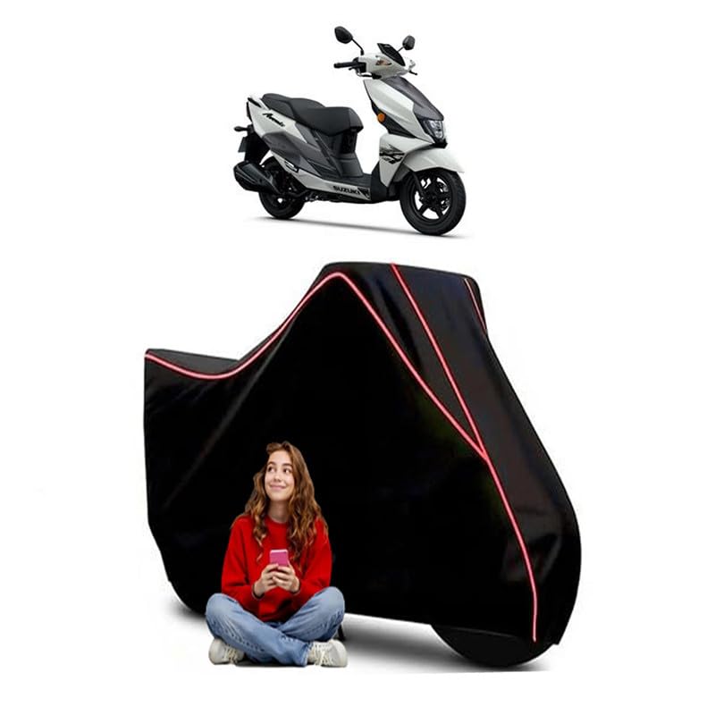 Image of Avenis 125 Scooty Bike Cover Water Resistant Outdoor Use Universal Fit Scooters Motorcycles Heavy Duty UV Protection Dust Rain Scratch Resistant Elastic Bottom Black Blue Piping
