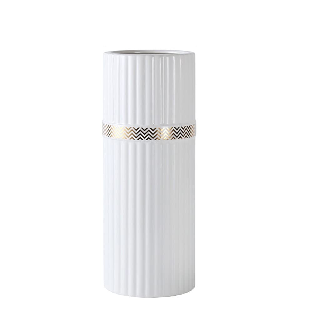 Nff Jarrón, 26.5 Cm Vasillo De Cerámica Moderno con Rayas con Phnom Penh para Sala De Estar Mesa De Comedor Boda O Regalo (Color : White, Size : 26.5×11cm)