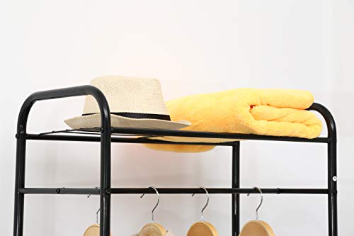 HOME BI Clothing Garment Rack, Clothes Stand Rack Organizer Storage with Hanging Rod and 2-Tier Metal Storage Shelf, 24”W x 15”D x 65”H, Black