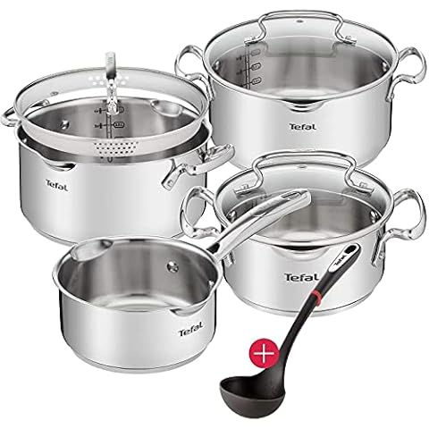 Tefal A859S7 8-Teiliges Induktion Topfset + Glasdeckel Cover