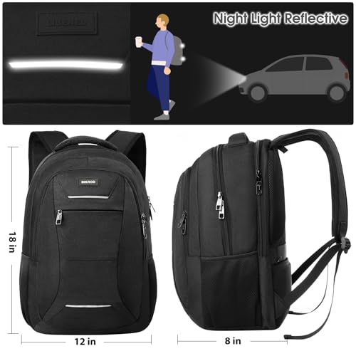 Image of BIKROD Backpack for Men and Women, School Backpack for Teens | Black Backpack for Boys Fits 15.6 Inch Laptop, Water Resistant Travel College Bookbag