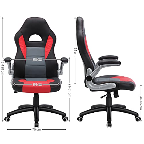 Songmics Obg28Br Gamingstoel, Zwart/Grijs/Blauw - Image 8