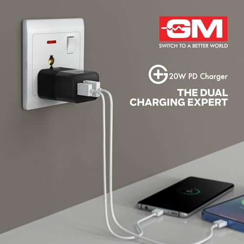 Image of GM G+ 20W Dual-Port Fast Charger | PD 3.0 + QC 3.0 + PPS | USB-C&A Dual Port | Smart Power Allocation | Advanced Protection for iPhone, Samsung, Pixel Series, Tablets,|1 Year Warranty