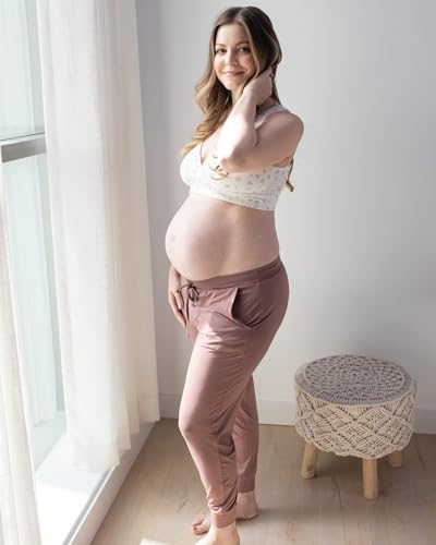 Image of Kindred Bravely Everyday Maternity Lounge Jogger Pants for Postpartum | Soft stretchy sweatpants with pockets and adjustable waistband. Breathable lightweight bottoms with relaxed fit for pregnancy
