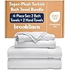 Brooklinen Super-Plush Bath Towel and Hand Towel Set - 2 Bath Towels, 2 Hand Towels - Cotton, Highly Absorbent (White)