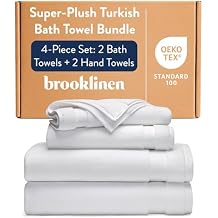 Brooklinen Super-Plush Bath Towel and Hand Towel Set - 2 Bath Towels, 2 Hand Towels - Cotton, Highly Absorbent White