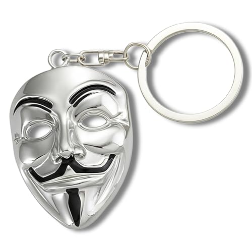 Primary Shipments Hacker Mask Keychain – Durable Metal Key Chain