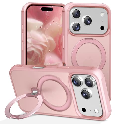 Coque iPhone 13 Pro Max protection silicone rigide rose bague support