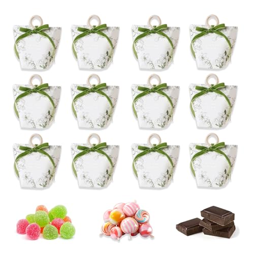 DHWEKU 12 Pcs boite a bonbon Boîte Dragée Sachet Bonbon Ballotin Merci Cadeau Invité pour Mariage Baptême Communion Anniversaire Noël cadeau invites...