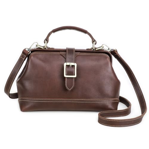 Image of CONTACTS Full Grain Leather Doctor Purse Bag for Women Top Handle Bag Vintage Handbag Shoulder Bag