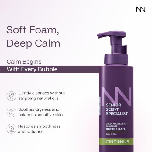 Image of Cincinnus bubble bath |Refreshing & Moisturizing Bath foam with Green Algae Extract, Glycerin & Lavender Flower Extract | foaming bath soak | Gentle Cleanse for All Skin Types | 500ml